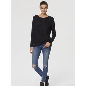360 Cashmere Black Speckled Knit Dakota Sweater